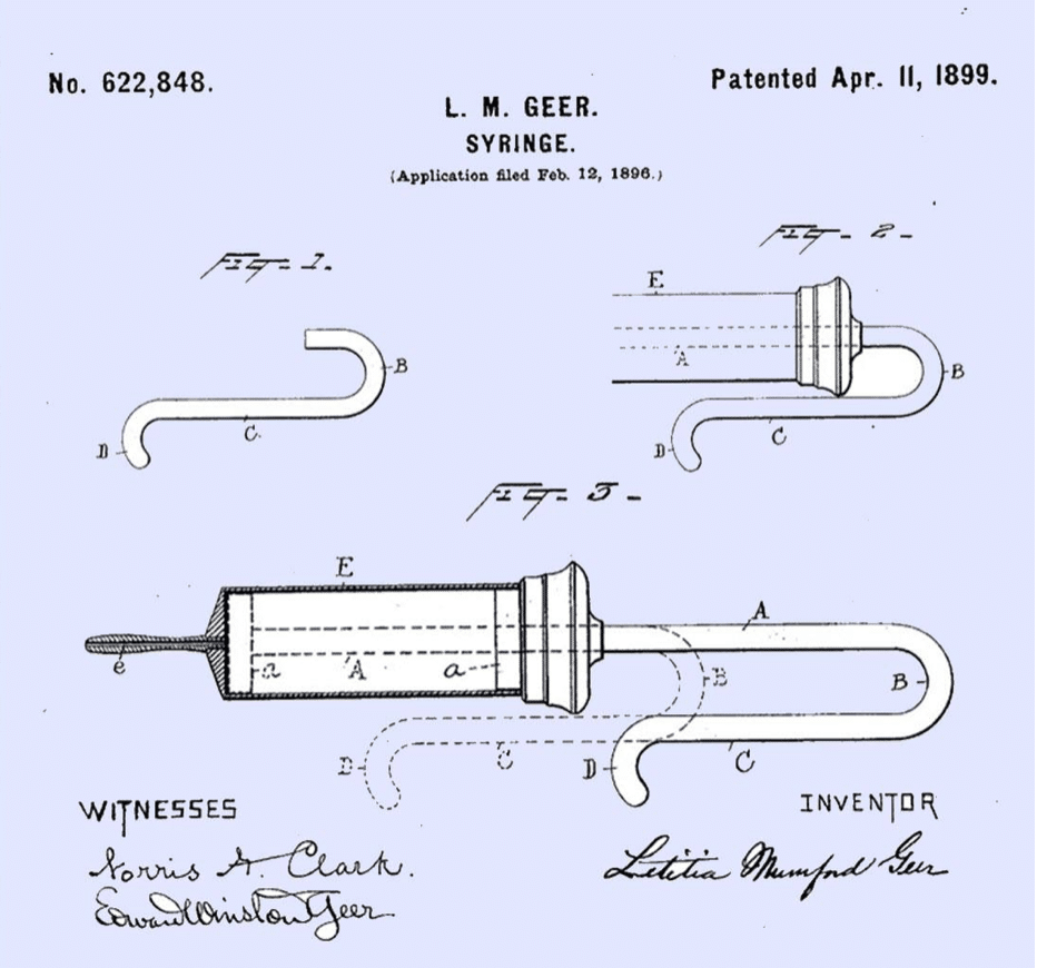 Patented Syringe by Letitia Geer